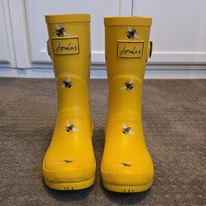 Joules Wellies Mid Height Yellow Bee-Print Rain Boots